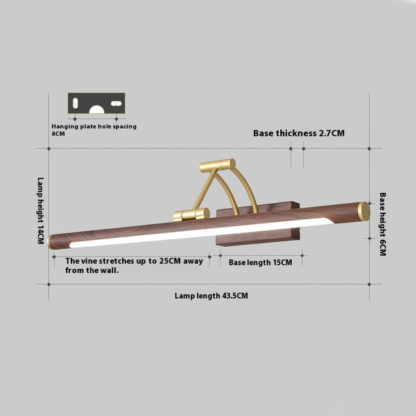 Foldable wood grain color LED mirror front wall lamp