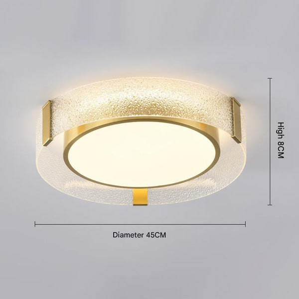 All copper round glass bedroom ceiling lamp