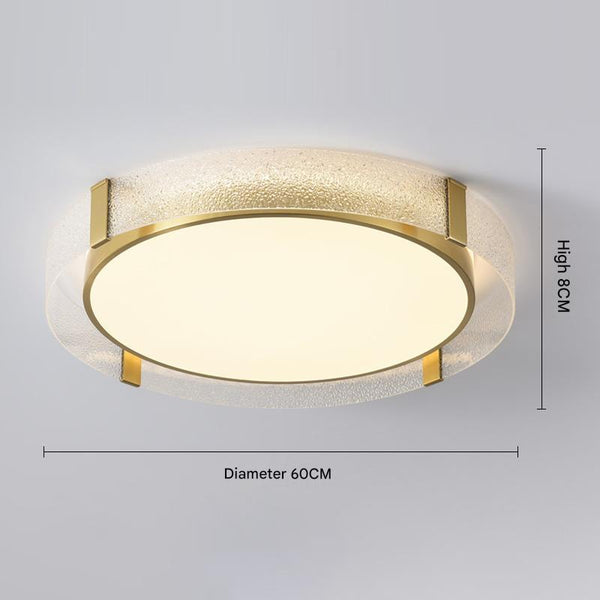 All copper round glass bedroom ceiling lamp