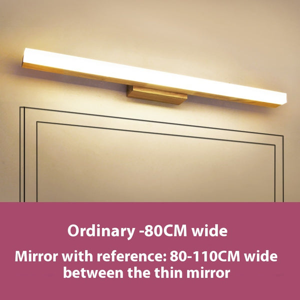 Applique murale LED en bois massif avec miroir