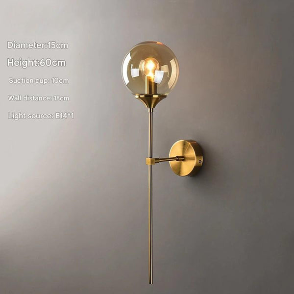 Nordic glass ball bedside corridor wall lamp