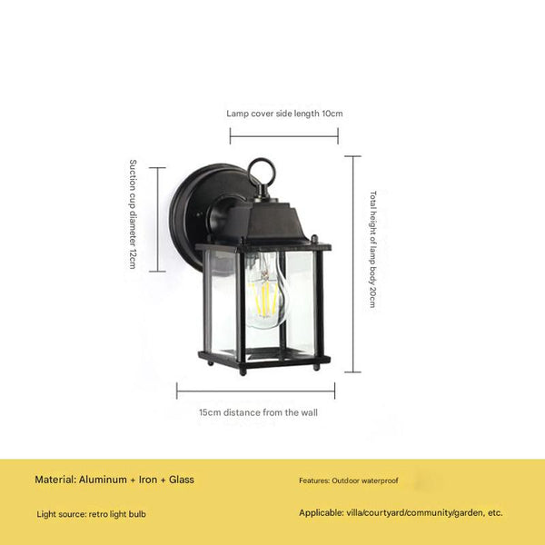Black outdoor waterproof courtyard garden exterior villa wall lamp