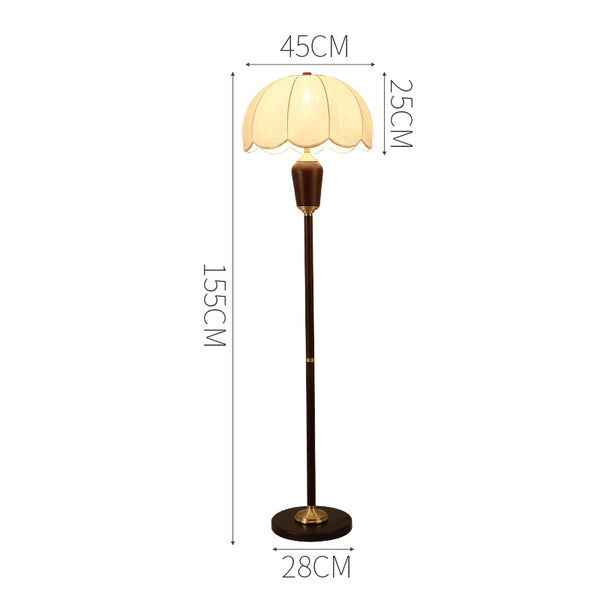 Retro solid wood living room bedroom floor lamp