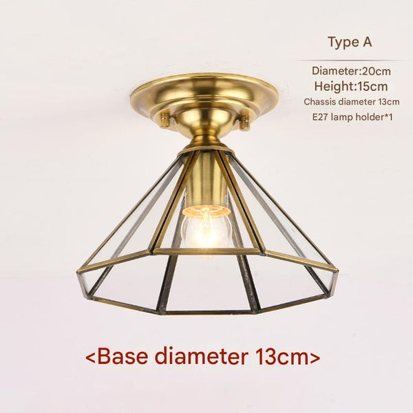 European style copper home decoration corridor entrance balcony small ceiling lamp