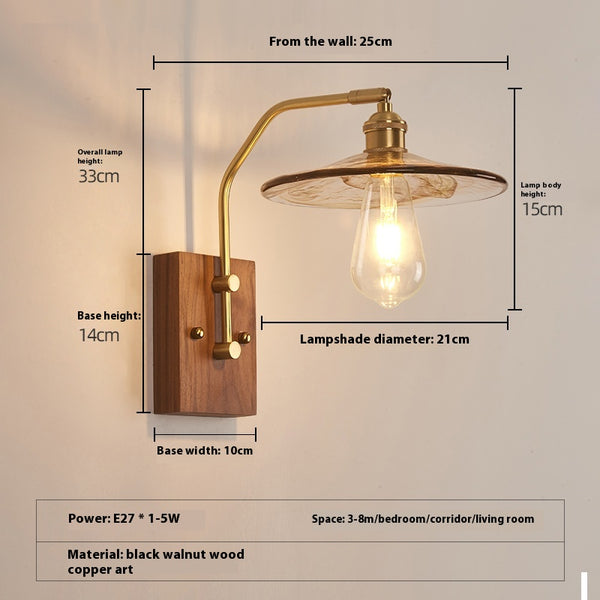 Vintage Brass Bedside Wall Lamp