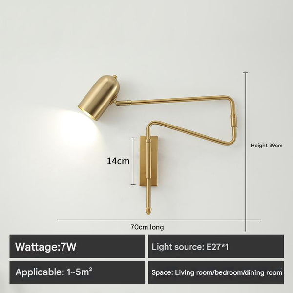 Lampe de chevet murale pliable et rétractable à long poteau