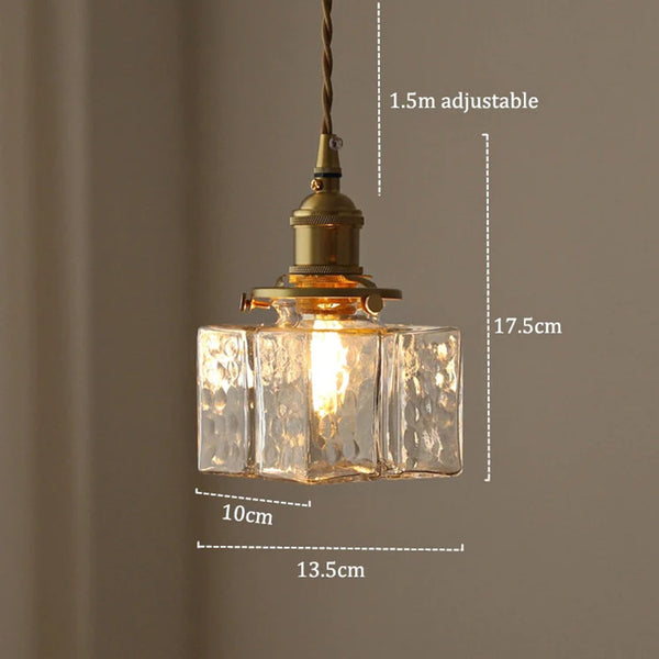 Japanese style vintage brass glass dining room bedroom Pendant light