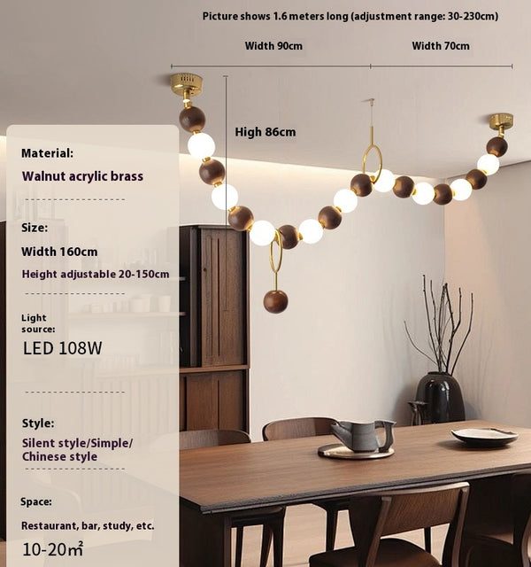 Lustre boule en bois massif à longues bandes de style médiéval