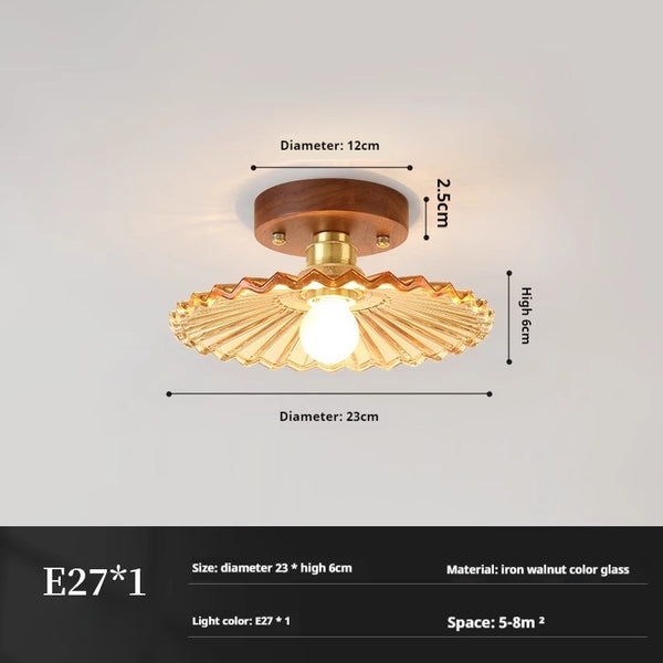 Deckenlampe aus Walnussglas im mittelalterlichen Stil