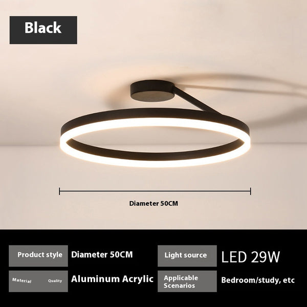 Moderne minimalistische runde Deckenlampe, Weiß & Schwarz