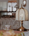 American retro living room art etched glass table lamp