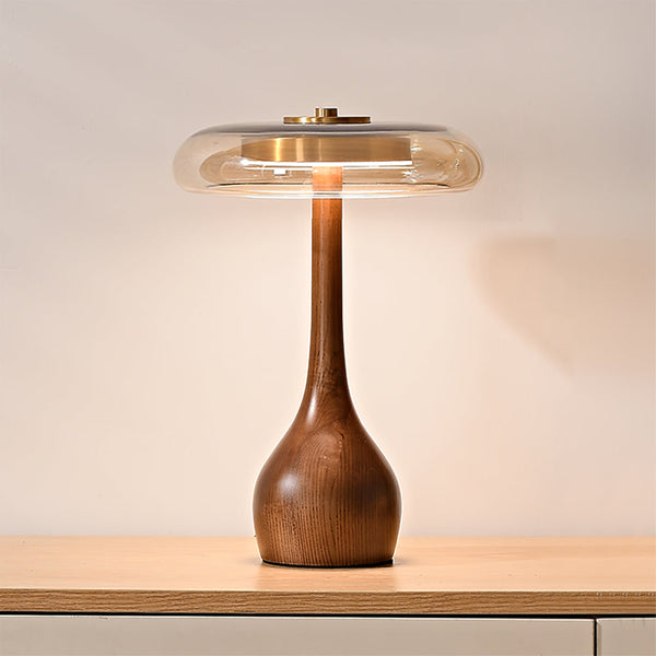 Bedroom wood glass creative table lamp