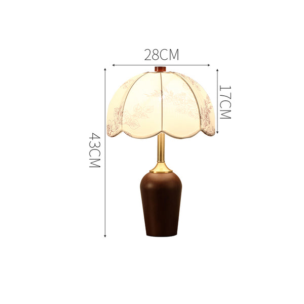 Lampe de table d'étude de chambre à coucher rétro en bois massif entièrement en cuivre