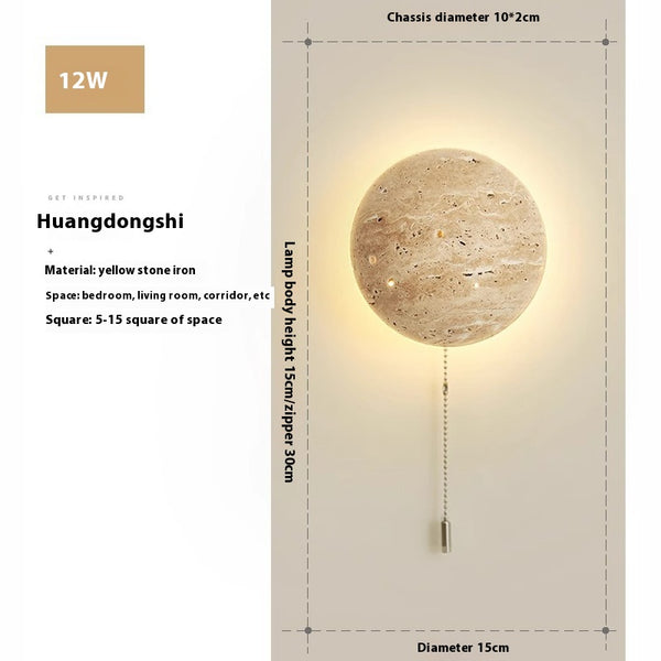 Yellow Travertine Bedroom Wall Lamp