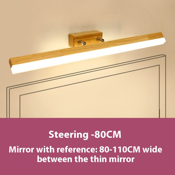 Applique murale LED en bois massif avec miroir