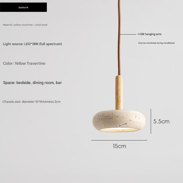 Japanese style creative yellow travertine bedroom chandelier