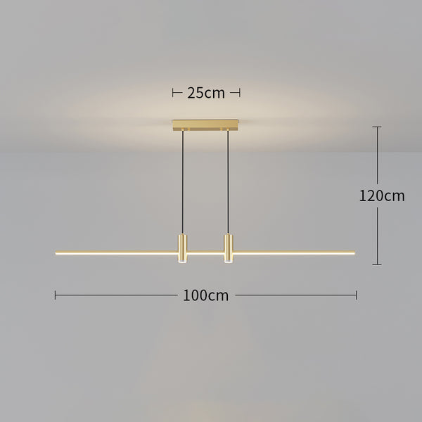 Minimalist one-word long strip chandelier