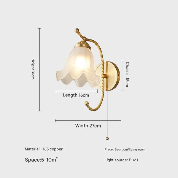 French retro lily of the valley flower wall lamp