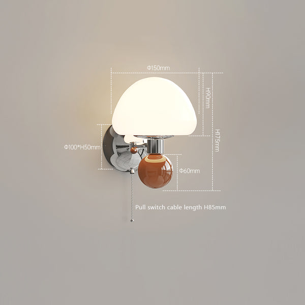 Applique de chevet de chambre à coucher de style champignon crème