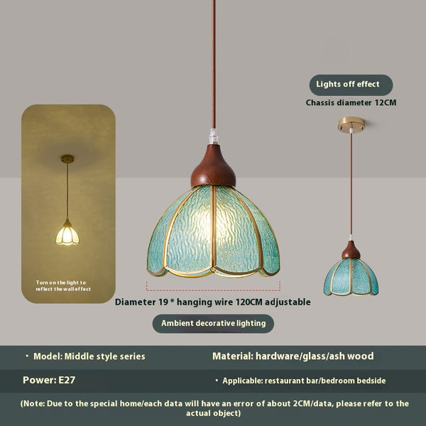Wabi-sabi style bedroom bedside French glass restaurant small chandelier