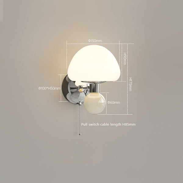 Applique de chevet de chambre à coucher de style champignon crème