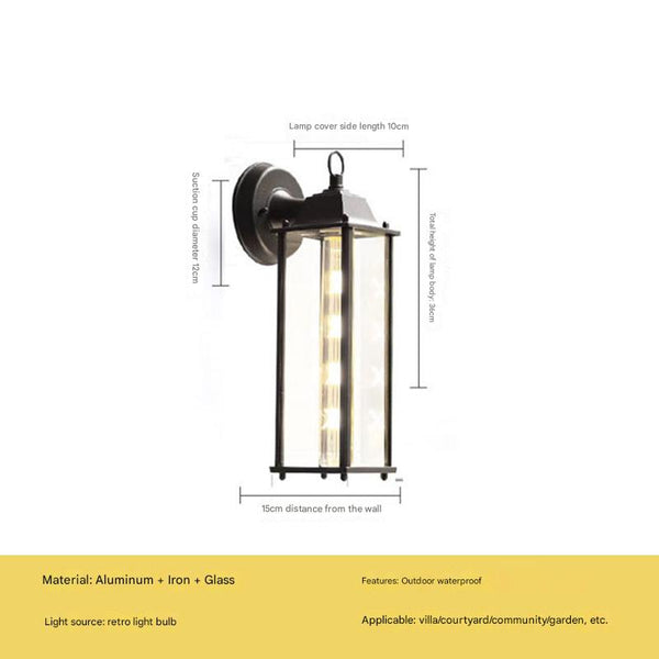 Black outdoor waterproof courtyard garden exterior villa wall lamp