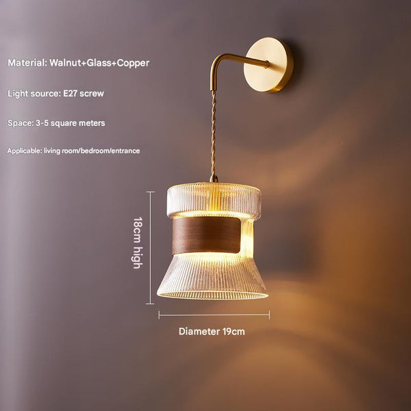 Wandlampe aus Massivholz im japanischen Stil komplett aus Kupfer