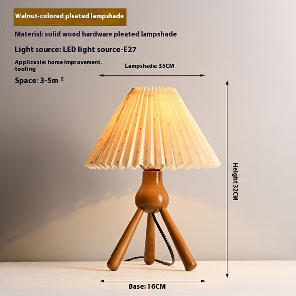 Plissierte Nachttischlampe im japanischen Stil