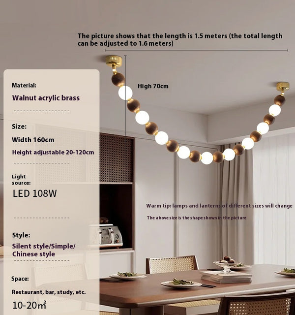 Lustre boule en bois massif à longues bandes de style médiéval
