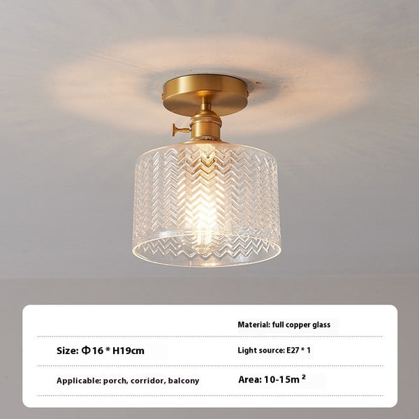 Copper glass corridor ceiling lamp