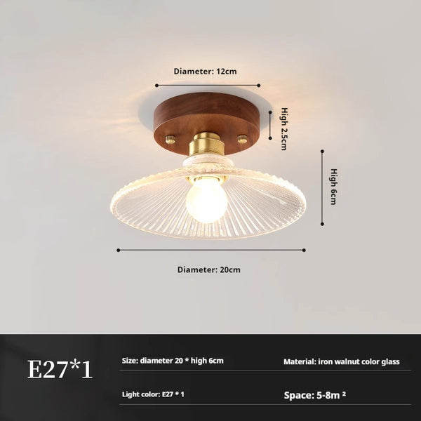 Deckenlampe aus Walnussglas im mittelalterlichen Stil