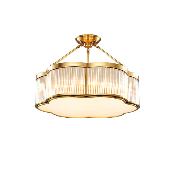 Brass Glass Bedroom Half Ceiling Light