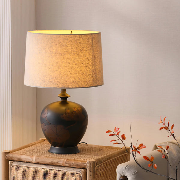 Bedroom Linen Shade Ceramic Table Lamp