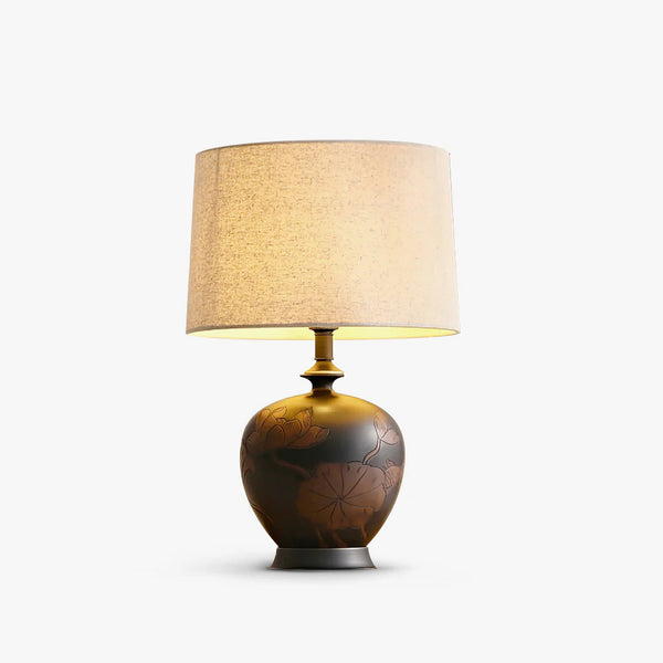 Bedroom Linen Shade Ceramic Table Lamp