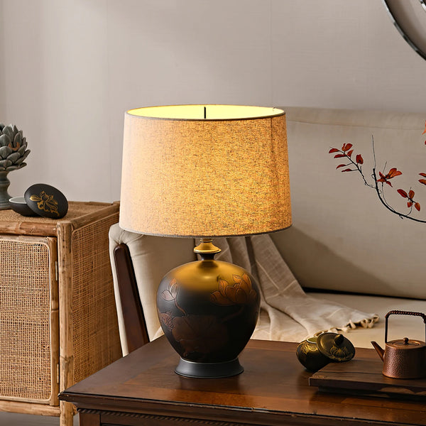 Bedroom Linen Shade Ceramic Table Lamp