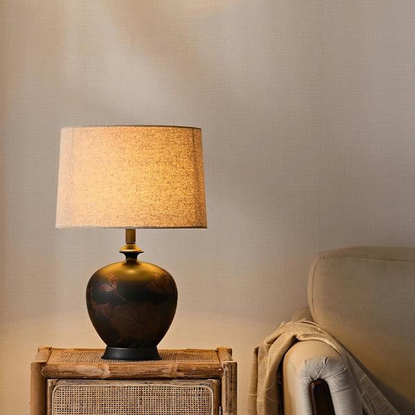 Bedroom Linen Shade Ceramic Table Lamp