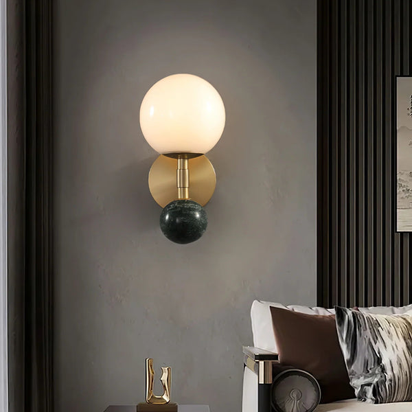 Bedroom bedside marble wall lamp