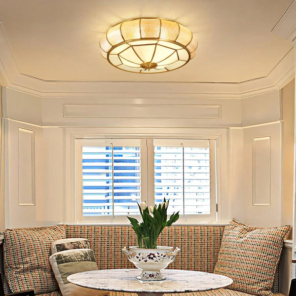 Bedroom brass glass ceiling lamp