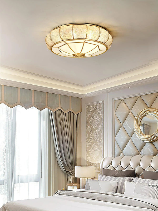 Bedroom brass glass ceiling lamp