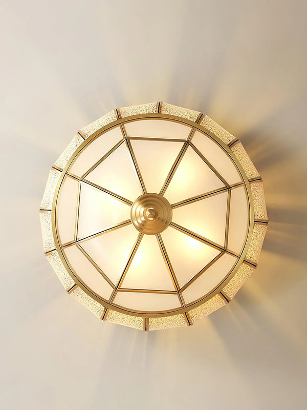 Bedroom brass glass ceiling lamp