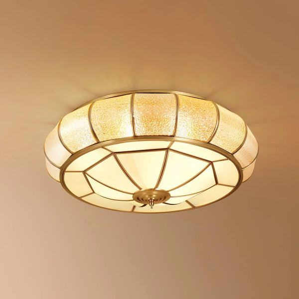 Bedroom brass glass ceiling lamp