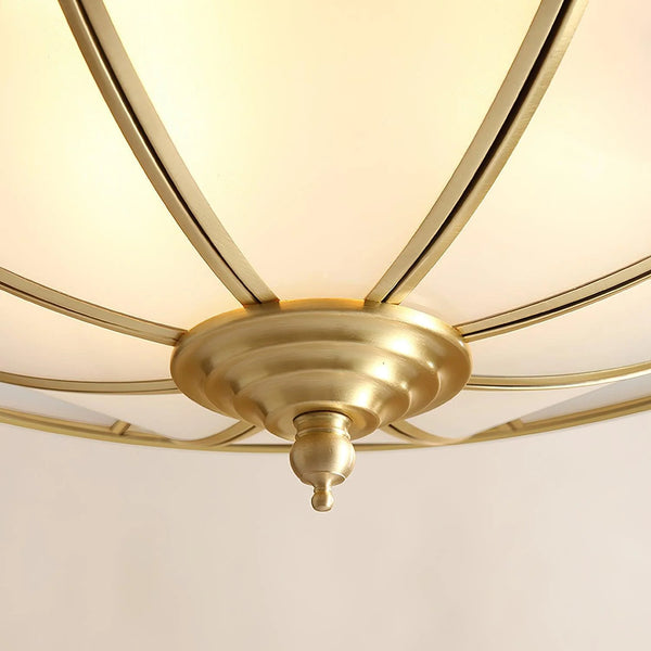 Bedroom brass glass ceiling lamp