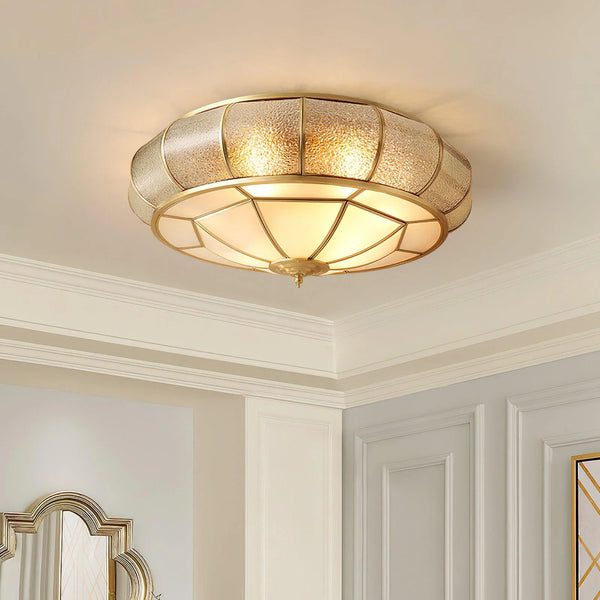 Bedroom brass glass ceiling lamp