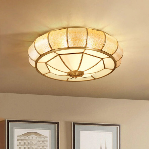 Bedroom brass glass ceiling lamp