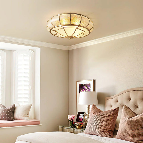 Bedroom brass glass ceiling lamp