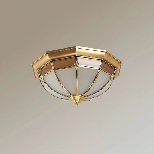 Bedroom copper glass ceiling lamp