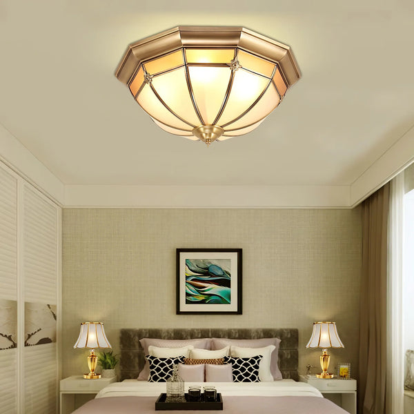 Bedroom copper glass ceiling lamp
