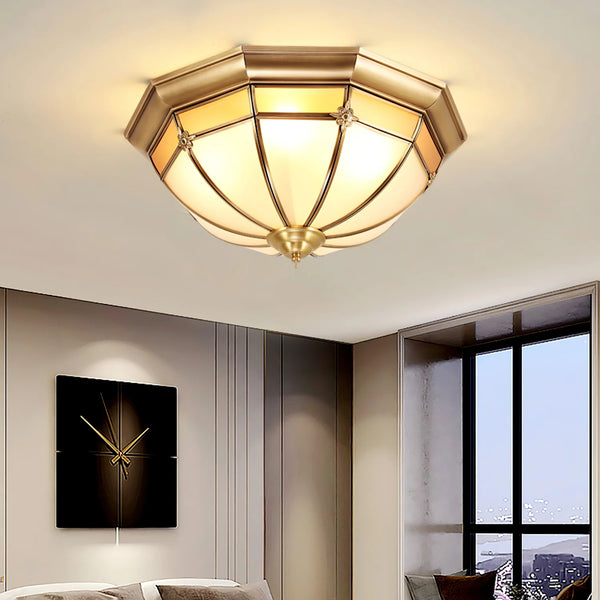 Bedroom copper glass ceiling lamp