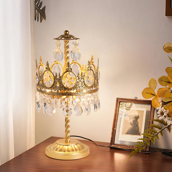 Bedroom crown crystal table lamp