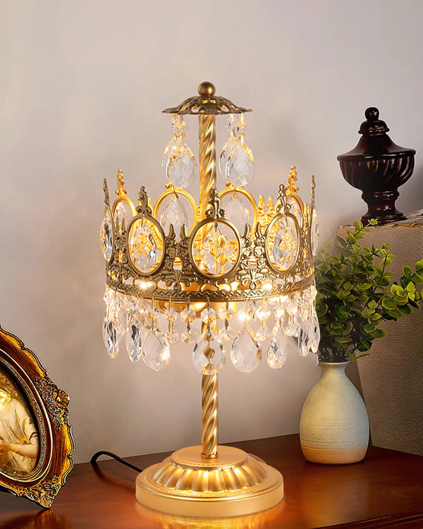 Bedroom crown crystal table lamp